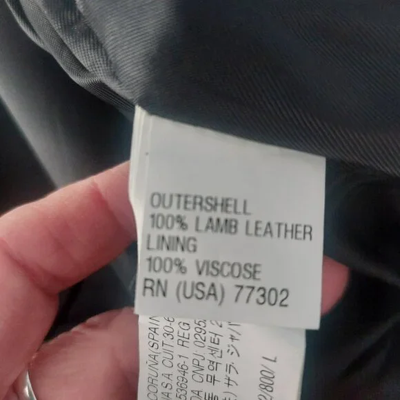 NWT ZARA Leather Jacket L Black Collarless Dressy Workwear Edgy Zip Up Pockets - Picture 7 of 12